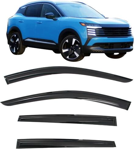 IKON MOTORSPORTS Tape on Window Visors Compatible with 2025-2026 Nissan Kicks, Mugen Style Acrylic Somke Rain Guards, Side Window Wind Deflectors 4PCS in Saudi Arabia