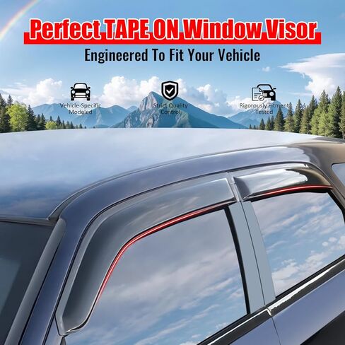 IKON MOTORSPORTS Tape on Window Visors Compatible with 2025-2026 Nissan Kicks, Mugen Style Acrylic Somke Rain Guards, Side Window Wind Deflectors 4PCS in Saudi Arabia