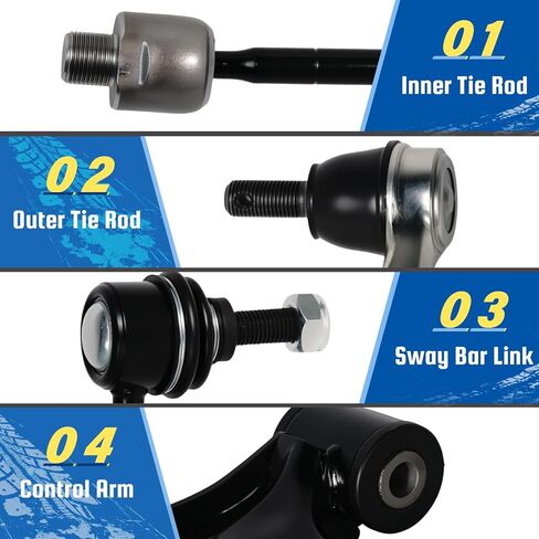 12PCS Front Lower Control Arm Sway Bar Link Tie Rod Ends Fit for Honda 2007 2008 2009 2010 2011 CR-V K620500 K620501 K750297 K750156 K750151 ES800510 EV800689 in Saudi Arabia