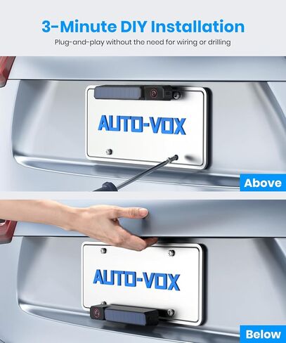 AUTO-VOX Solar Wireless Backup Camera:5" 1080P HD Monitor3-Minute Easy to Install & 5000mAh Battery Powered Back Up Camera SystemIP69K Waterproof Wide Angle Reverse Camera for Car Truck Trailer Vans in Saudi Arabia