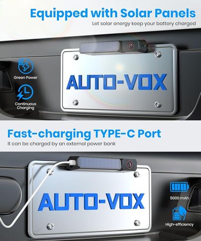 AUTO-VOX Solar Wireless Backup Camera:5" 1080P HD Monitor3-Minute Easy to Install & 5000mAh Battery Powered Back Up Camera SystemIP69K Waterproof Wide Angle Reverse Camera for Car Truck Trailer Vans in Saudi Arabia
