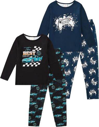 MyFav Boys Pajama Set 4-Piece Children Pajamas Long Sleeve Winter PJs Kids Sleepwear in Saudi Arabia