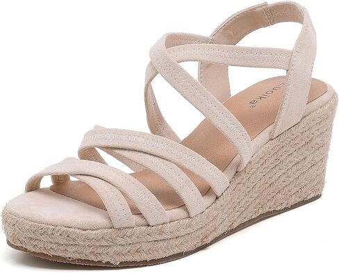 صنادل Luoika النسائية ذات العرض الواسع، صنادل نسائية بكعب عريض وكعب عريض مفتوح عند الأصابع، أحذية صيفية كاجوال موجزة. in Kuwait