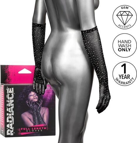 قفازات دانتيل سوداء كاملة الطول من CalExotics مع لمسة من حجر الراين - SE-3000-35-3 in Kuwait
