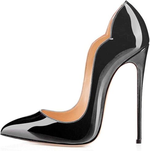 Women High Heel Fashion Pointed Toe Pumps Sexy Slip on Stiletto Party Club Work Court Shoes 12CM/4.72IN Black EU42 (Black EU40) in Saudi Arabia