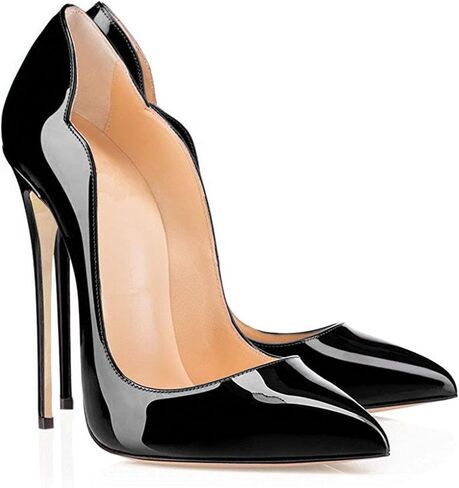 Women High Heel Fashion Pointed Toe Pumps Sexy Slip on Stiletto Party Club Work Court Shoes 12CM/4.72IN Black EU42 (Black EU40) in Saudi Arabia