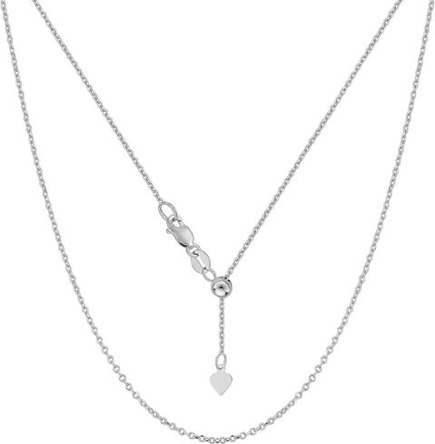 Jewelry Affairs Sterling Silver Rhodium Plated Adjustable Cable Chain Necklace, 0.9mm, 22" in Saudi Arabia