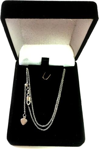 Jewelry Affairs Sterling Silver Rhodium Plated Adjustable Cable Chain Necklace, 0.9mm, 22" in Saudi Arabia