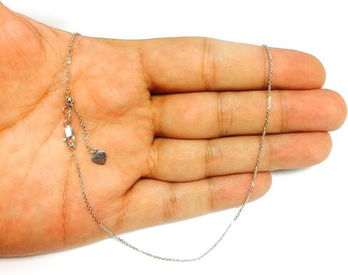 Jewelry Affairs Sterling Silver Rhodium Plated Adjustable Cable Chain Necklace, 0.9mm, 22" in Saudi Arabia