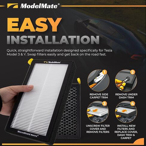 Air Filter Replacement for Tesla (2 Pack) HEPA Air Filter with Activated Carbon, Compatible with Tesla Model 3 & Model Y (2016-2025) Cabin Air Filter, Easy Install Kit Included in Saudi Arabia