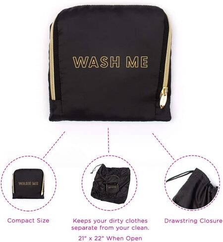 حقيبة غسيل قابلة للتوسيع للسفر من MIAMICA باللونين الأسود والذهبي، باللون الأسود والذهبي in Kuwait