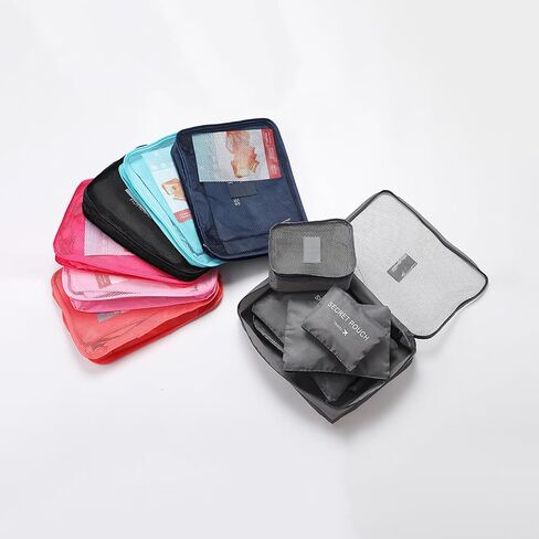 6 Piece Travel Packing Cubes,Lightweight Luggage Organizers Bags Set for Carry on Suitcase, Grey in Saudi Arabia