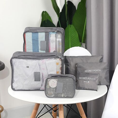 6 Piece Travel Packing Cubes,Lightweight Luggage Organizers Bags Set for Carry on Suitcase, Grey in Saudi Arabia