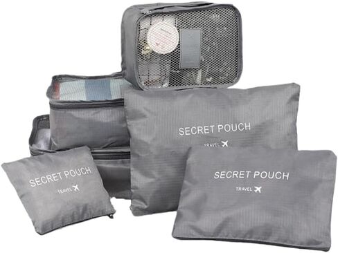 6 Piece Travel Packing Cubes,Lightweight Luggage Organizers Bags Set for Carry on Suitcase, Grey in Saudi Arabia