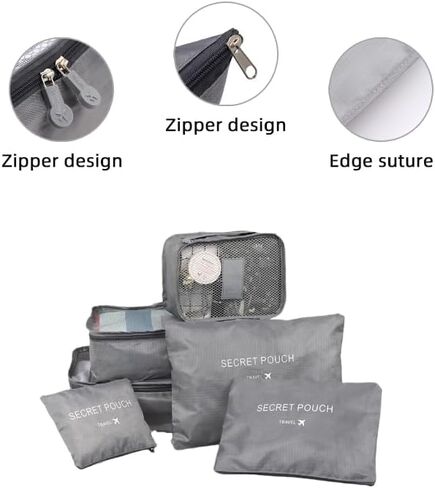 6 Piece Travel Packing Cubes,Lightweight Luggage Organizers Bags Set for Carry on Suitcase, Grey in Saudi Arabia