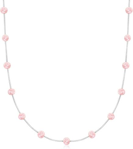 Ross-Simons 6-6.5mm Pink Cultured Pearl Station Necklace in Sterling Silver in Saudi Arabia