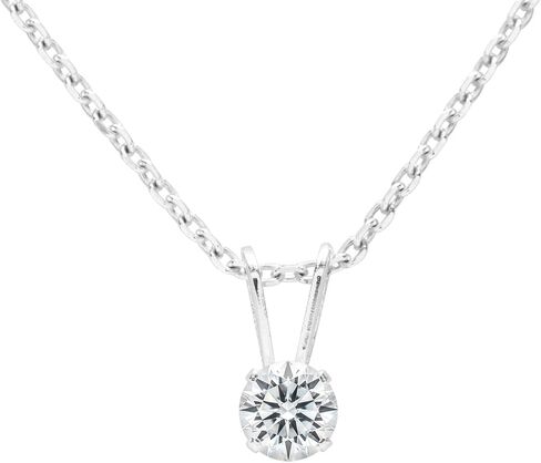 SuperJeweler Lab Grown Diamond Solitaire Necklace in White Gold with Free Chain – Available in All Carat Weights, Eco-Friendly, Conflict-Free, Sustainable Diamond in Saudi Arabia
