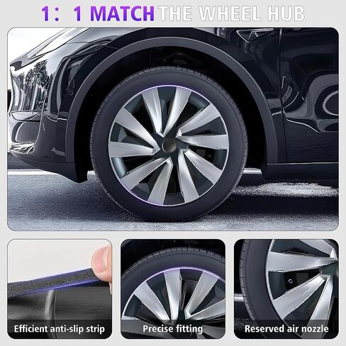 19 Inches Wheel Covers for 2025 2026 Tesla Model Y Juniper, Hub Protection Accessory, Replacement for Tesla Model Y 2025 Rim Protector, ABS Hubcaps 4-Piece in Saudi Arabia
