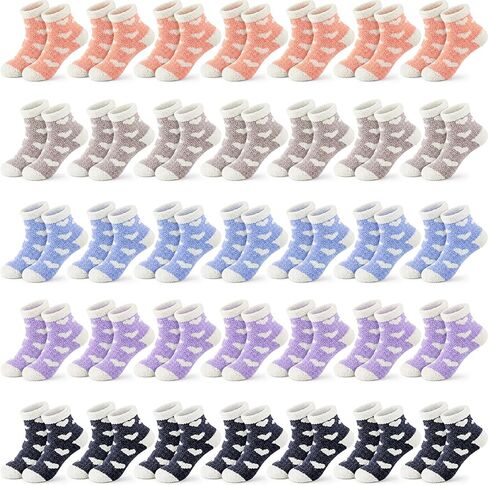 Foaincore 35 Pairs Valentine's Day Women Fuzzy Socks Heart Soft Warm Fluffy Thick Cozy Slipper Sock for Women Men Christmas Valentine Gift in Saudi Arabia