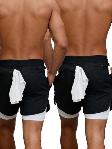 2-Pack Men’s 2-in-1 Athletic Shorts 5", Quick Dry Anti-Chafing Workout Shorts with Phone Pocket for Running in Saudi Arabia