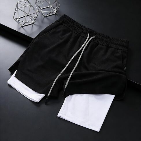 2-Pack Men’s 2-in-1 Athletic Shorts 5", Quick Dry Anti-Chafing Workout Shorts with Phone Pocket for Running in Saudi Arabia