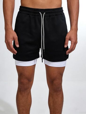 2-Pack Men’s 2-in-1 Athletic Shorts 5", Quick Dry Anti-Chafing Workout Shorts with Phone Pocket for Running in Saudi Arabia