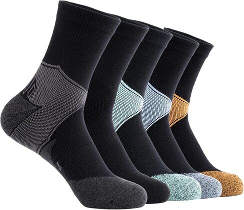 جوارب رياضية للرجال من GLENMEARL، 5 أزواج من الجوارب القطنية للرجال، جوارب رياضية ماصة للرطوبة للمشي لمسافات طويلة والجري in Kuwait