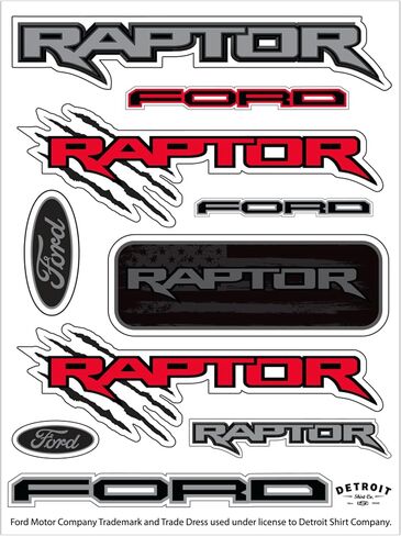 ورقة ملصقات Ford Raptor - 10 ملصقات لشاحنات الأداء مرخصة رسميًا من Ford - ملصقات للمركبات الخارجية مصنوعة في الولايات المتحدة الأمريكية in Saudi Arabia