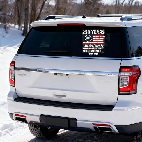 ملصق سيارة للذكرى السنوية الـ 250 للولايات المتحدة، ملصق العلم الأمريكي نحن الشعب المتعثر للسيارات والشاحنات والنوافذ، 1776-2026 ملصق من الفينيل للعلم الوطني نصف المئوي in Kuwait