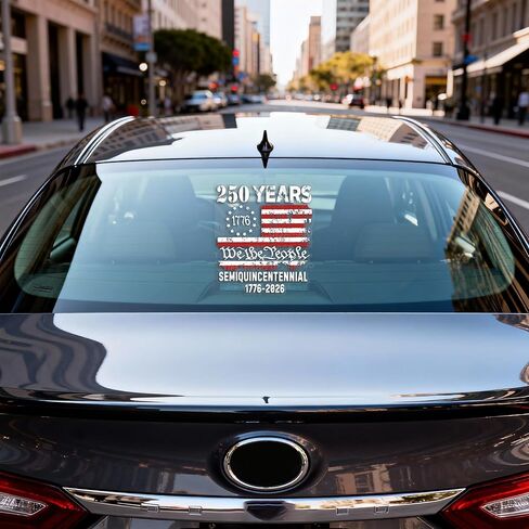 ملصق سيارة للذكرى السنوية الـ 250 للولايات المتحدة، ملصق العلم الأمريكي نحن الشعب المتعثر للسيارات والشاحنات والنوافذ، 1776-2026 ملصق من الفينيل للعلم الوطني نصف المئوي in Kuwait