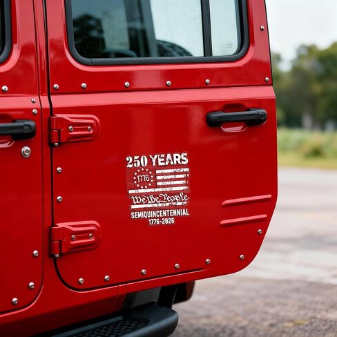 ملصق سيارة للذكرى السنوية الـ 250 للولايات المتحدة، ملصق العلم الأمريكي نحن الشعب المتعثر للسيارات والشاحنات والنوافذ، 1776-2026 ملصق من الفينيل للعلم الوطني نصف المئوي in Kuwait