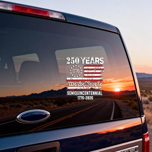ملصق سيارة للذكرى السنوية الـ 250 للولايات المتحدة، ملصق العلم الأمريكي نحن الشعب المتعثر للسيارات والشاحنات والنوافذ، 1776-2026 ملصق من الفينيل للعلم الوطني نصف المئوي in Kuwait