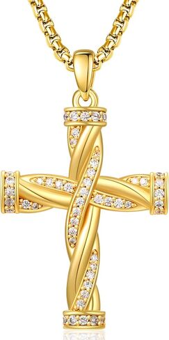 Cross Necklace for Men Cross Pendant Strength Bible Verse Necklace Cross Gift for Him in Saudi Arabia