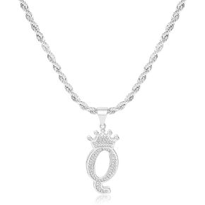 A-Z Initial Necklace Crown Necklace for Men Women Hip Hop Jersery for Father Mom Husband Alphabet Name Jewelry Gift Everyday Minimalist Accessories Anniversaries Birthdays in Saudi Arabia