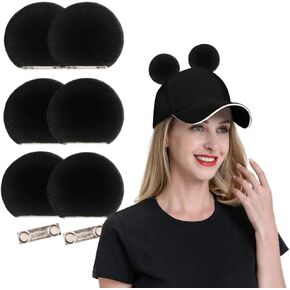 آذان فأرة مغناطيسية للقبعات، مشابك أذن قابلة للفصل، ملحقات ديكور القبعة هدية لقبعات البيسبول وقبعات سائقي الشاحنات، أسود in Kuwait