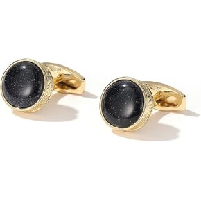 Rockyu Men's Brand Round Cuffs, Round Starry Sky Cuffs, Gentleman, Business, Work, Job Celebration, Father's Day Gift, European Style, Cufflinks Accessories in Kuwait