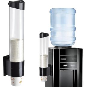 LBTING Cup Dispenser, Water Cooler Pull Type Cup Holder Fits 7oz - 12oz Cone or Flat Bottom Cups, Paste or Screw Plate Wall Mount, 16.9" Tube Length Black in Saudi Arabia