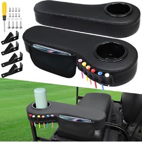 MOSNAI Golf Cart Armrest with Cup Holder for Club Car EZGO Yamaha Rear Seat 1-Inch Square Tube, Upgrade Golf Cart Armrest with Phone Storage Pouch, Upgrade Support Frame, Better Load Bearing in Kuwait