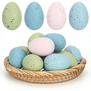 24 Pcs Easter Speckled Eggs Colorful Speckled Plastic Eggs Rustic Bowl Basket Vase Fillers Farmhouse Spring Decorations for Home Table DIY Craft in Saudi Arabia