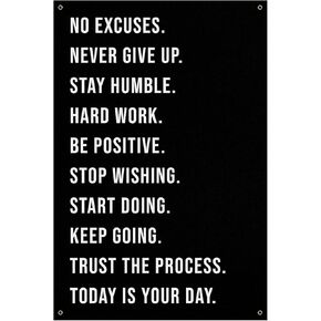 Multiple Quotes Banner - Home Gym Decor - Large Motivational Quote Wall Art - Weightlifting Fitness Weightloss (18 x 24 Inches) in Kuwait