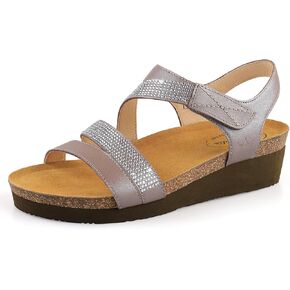 صنادل جلدية مريحة للنساء من BCSTUDIO، صنادل صيفية كاجوال للمشي من حجر الراين مع دعم للقوس in Kuwait