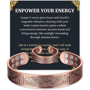سوار نحاسي للرجال، سوار من النحاس النقي بنسبة 99.99%، قوة مغناطيسية معززة 18X مع مغناطيس النيوديميوم (شجرة الحياة) in Kuwait