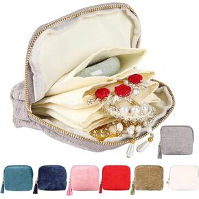 حقيبة مجوهرات صغيرة للسفر، هدايا سفر للنساء، حقيبة تخزين لتنظيم المجوهرات المخملية الناعمة لخواتم السوار والقلائد in Kuwait