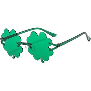 نظارات شمس القديس باتريك الأيرلندية شامروك باللون الأخضر من Lucky Four Leaf Clover Leprechaun للنساء والرجال in Kuwait