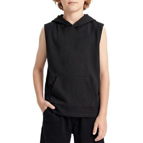 الأولاد تانك القمم قميص هوديي بلا أكمام للأطفال رياضي تجريب قمصان مقنعين العضلات تيز الأساسية تي شيرت 5-12 T in Kuwait