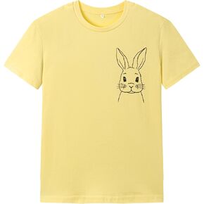 Ainuno Easter Shirts for Boys Girls Summer Short Sleeve Shirts 7-14Y Rabbit Print in Kuwait