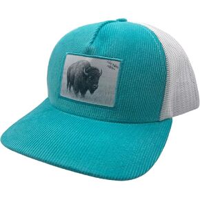 Turquoise Corduroy Trucker Hat with Buffalo Patch in Saudi Arabia