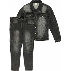 Men’s Premium Denim Jean Suit Standard Cut Biker Jacket With Slim Fit Biker Pants in Kuwait