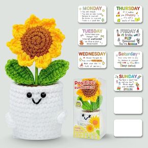هدايا عيد ميلاد للأم، عباد الشمس الكروشيه الإيجابية اليدوية لديكور مكتب المنزل، شكرًا لك على الهدايا للنساء المعلم والصديق والابنة والممرضة وزميل العمل، مصنع الدعم العاطفي مع بطاقة إيجابية in Kuwait
