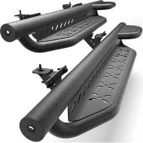 لوحات تشغيل Super Crew ذات خطوات جانبية متوافقة مع 2019-2025 Chevy Silverado & GMC Sierra 1500، 2020-2025 2500HD 3500HD (4 أبواب فقط طاقم الكابينة، قضبان نيرف خطوة مطلية بمسحوق أسود in Kuwait